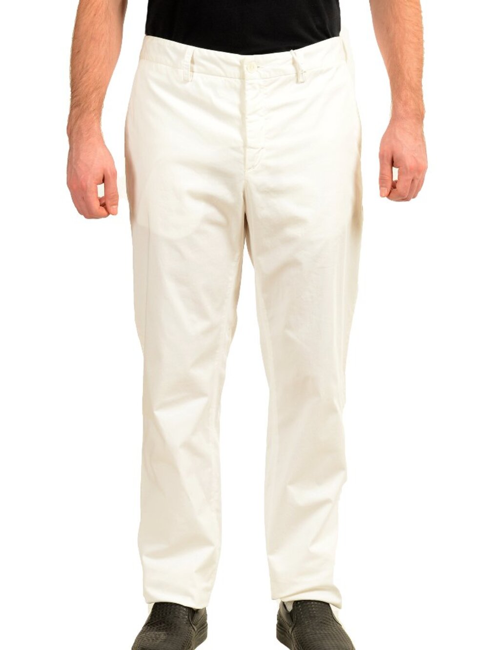 Malo Men's White Flat Front Casual Pants US 40 IT 56